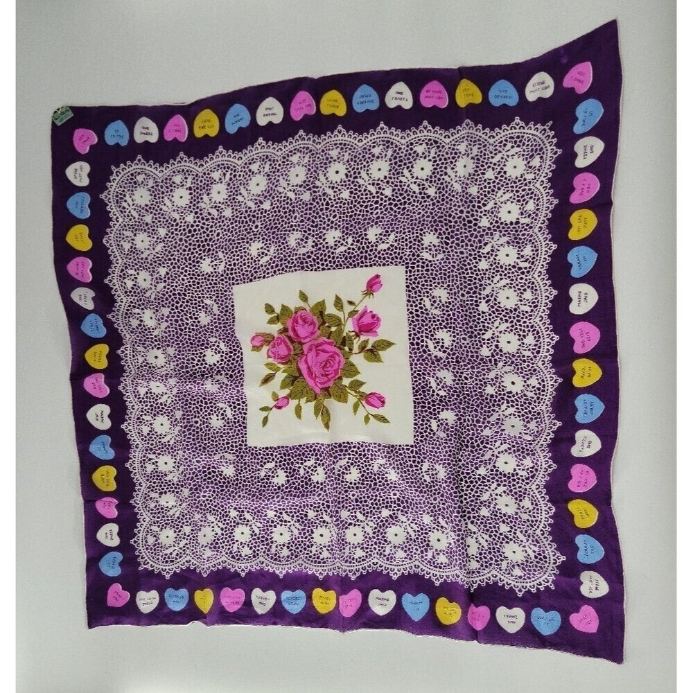 Vintage Carol Stanley 100% Silk Hand Rolled Scarf